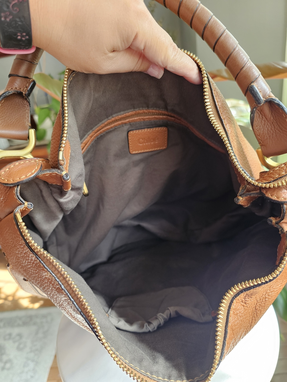 Chloé Marcie Hobo Bag in Tan pebbled calfskin - Picture 5 of 12